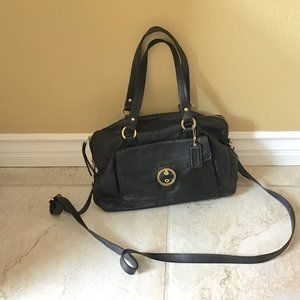 1990s Leather Coach Bag Satchel Crossbody Black